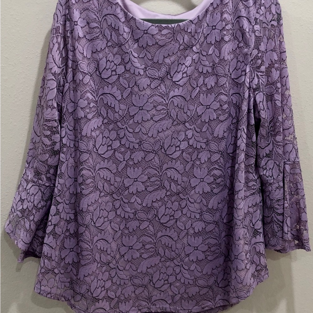 Elle Purple Bell Sleeve Blouse